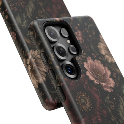 Floral Phone Case — Vintage Dark Botanical Protective Cover