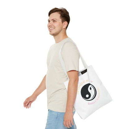 Yin Yang Tote — "Optimistic AF & Barely Surviving" Graphic Tote Bag