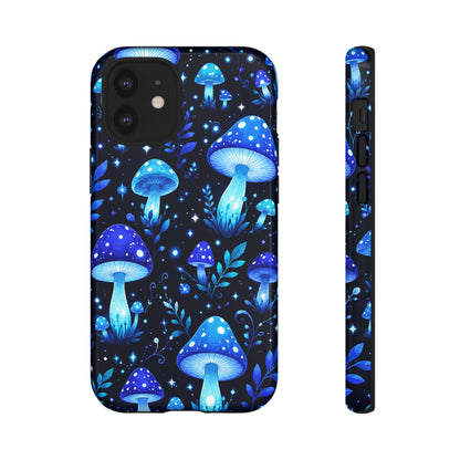 Blue Glowing Mushrooms Phone Case — Psychedelic Fungi Tough Case