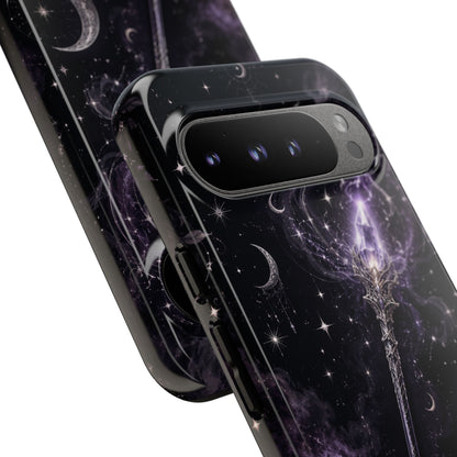 Celestial Magic Wand Phone Case — Mystic Moon & Stars Galaxy Tough Case