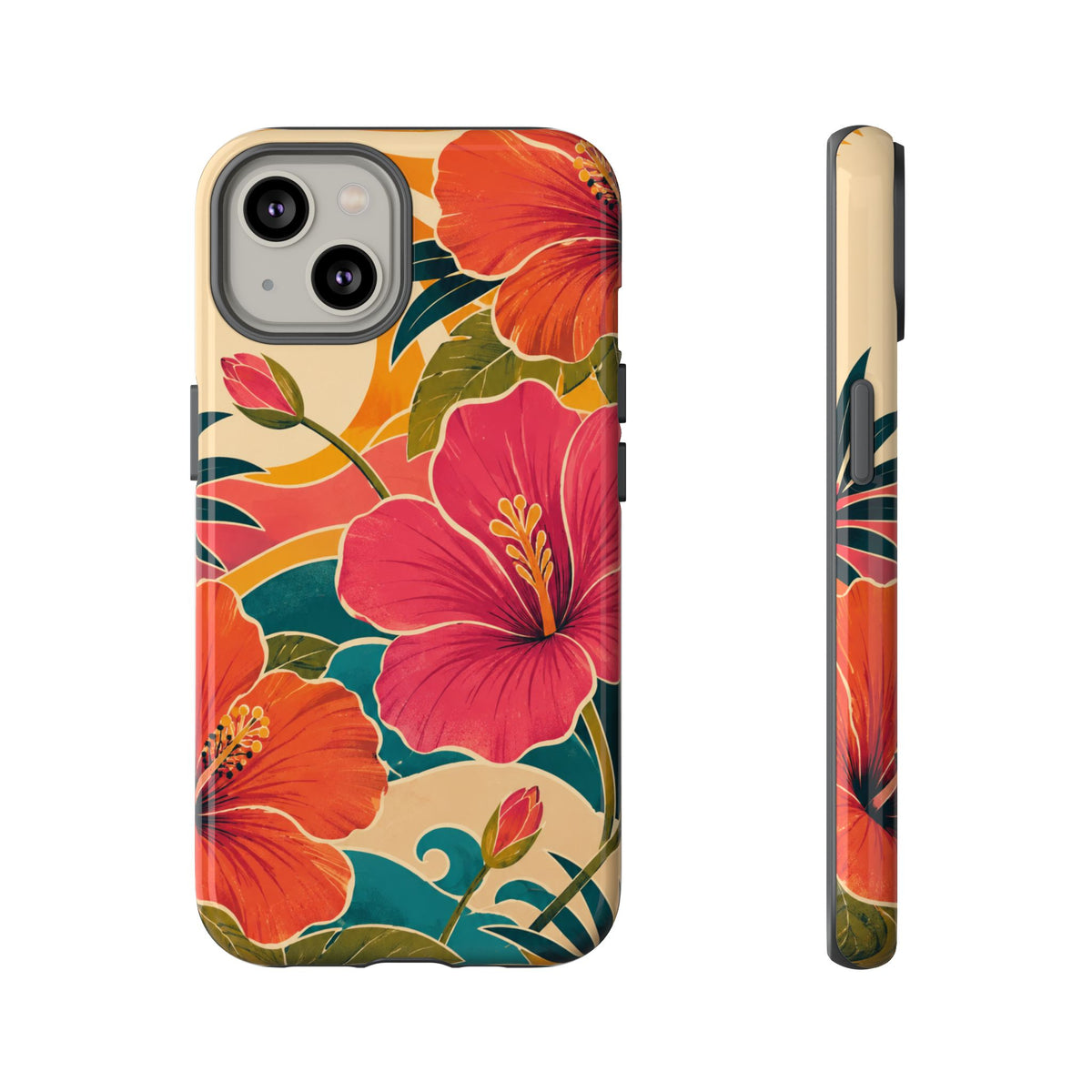 Tropical Floral Tough Phone Case — Sunset Vibes  Protective Cover