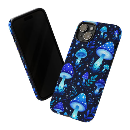 Blue Glowing Mushrooms Phone Case — Psychedelic Fungi Tough Case
