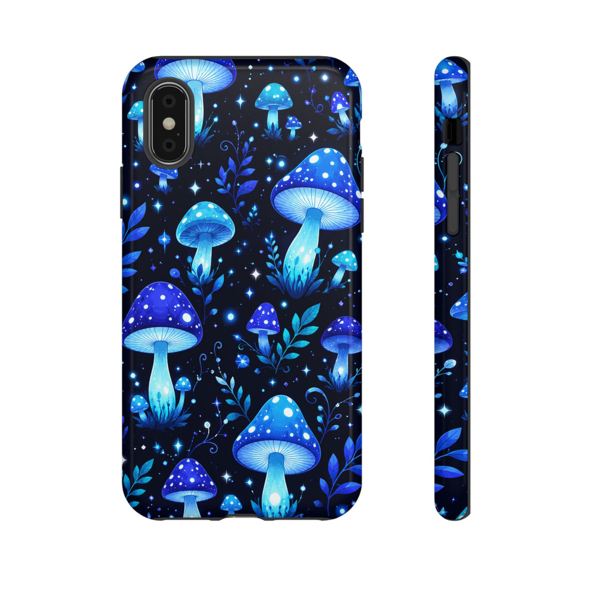 Blue Glowing Mushrooms Phone Case — Psychedelic Fungi Tough Case