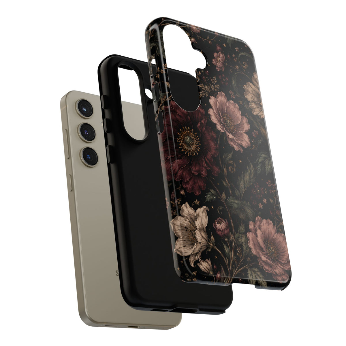 Floral Phone Case — Vintage Dark Botanical Protective Cover