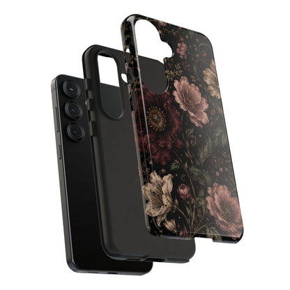 Floral Phone Case — Vintage Dark Botanical Protective Cover