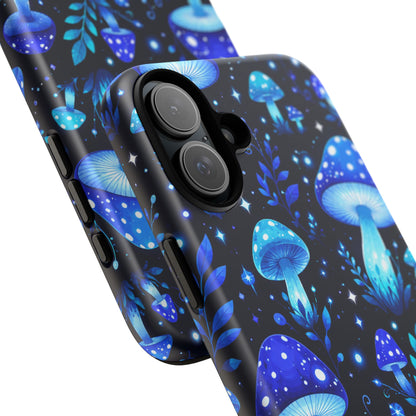 Blue Glowing Mushrooms Phone Case — Psychedelic Fungi Tough Case