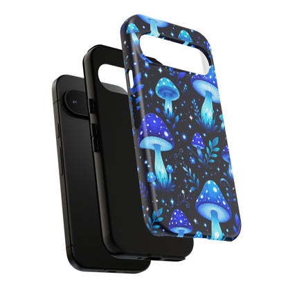 Blue Glowing Mushrooms Phone Case — Psychedelic Fungi Tough Case