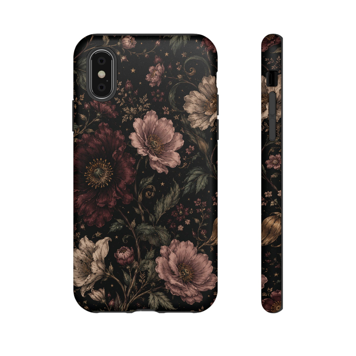 Floral Phone Case — Vintage Dark Botanical Protective Cover