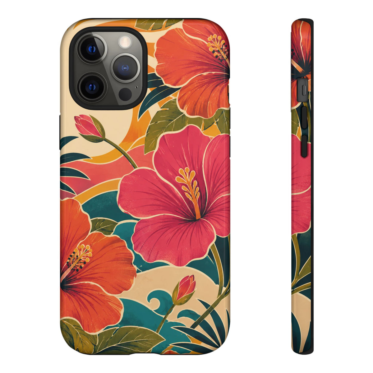Tropical Floral Tough Phone Case — Sunset Vibes  Protective Cover