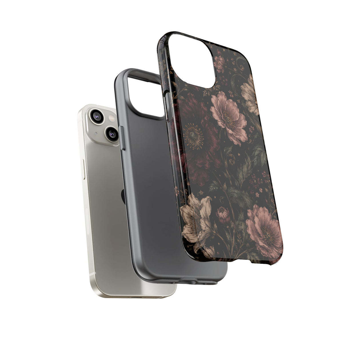 Floral Phone Case — Vintage Dark Botanical Protective Cover