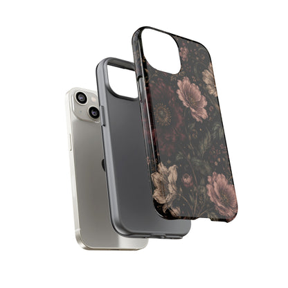 Floral Phone Case — Vintage Dark Botanical Protective Cover