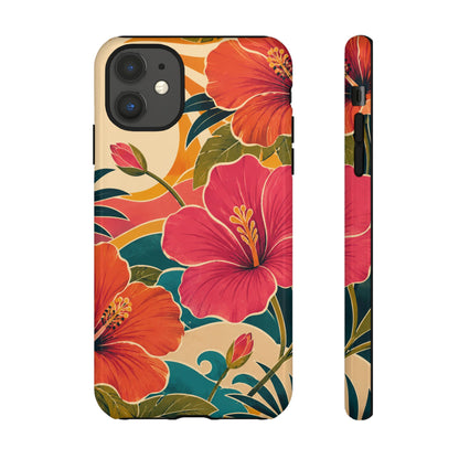 Tropical Floral Tough Phone Case — Sunset Vibes  Protective Cover