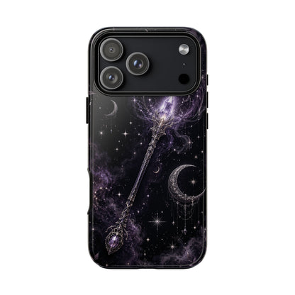 Celestial Magic Wand Phone Case — Mystic Moon & Stars Galaxy Tough Case