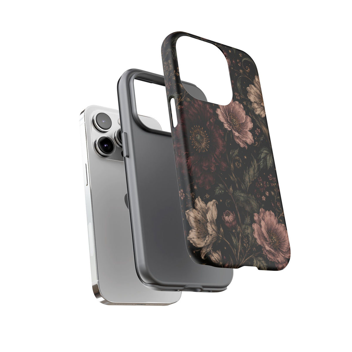Floral Phone Case — Vintage Dark Botanical Protective Cover