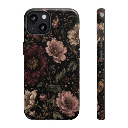 Floral Phone Case — Vintage Dark Botanical Protective Cover