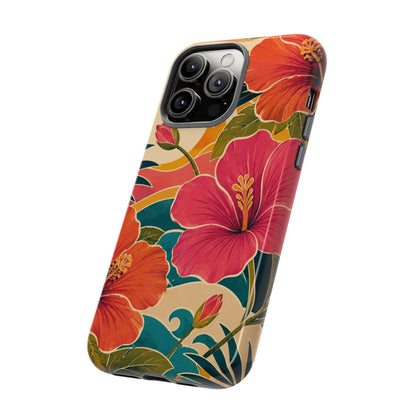Tropical Floral Tough Phone Case — Sunset Vibes  Protective Cover