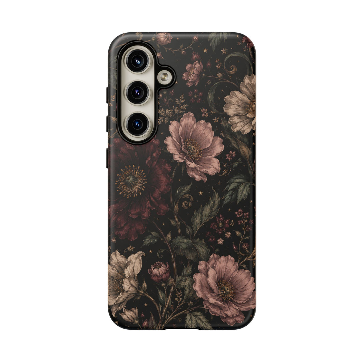 Floral Phone Case — Vintage Dark Botanical Protective Cover