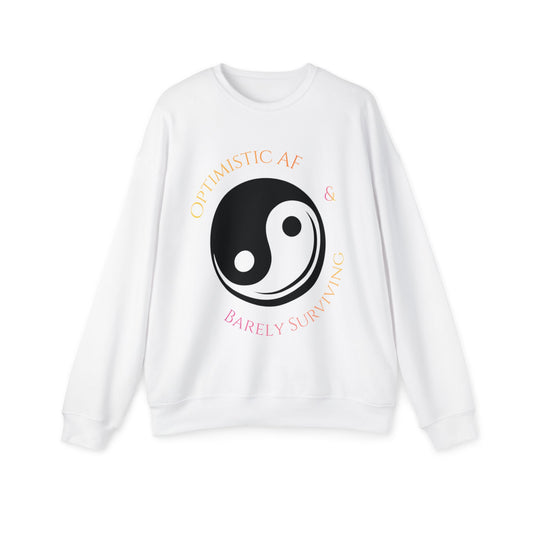 Yin Yang 'Optimistic AF & Barely Surviving' Sweatshirt