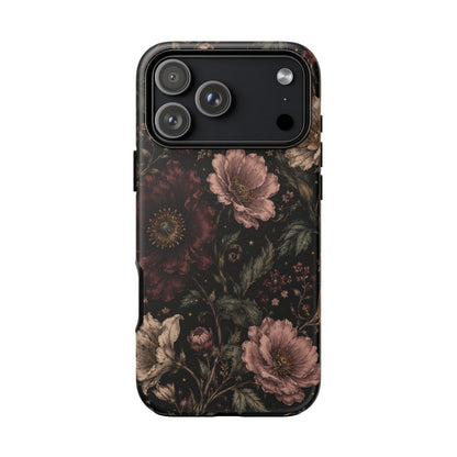 Floral Phone Case — Vintage Dark Botanical Protective Cover