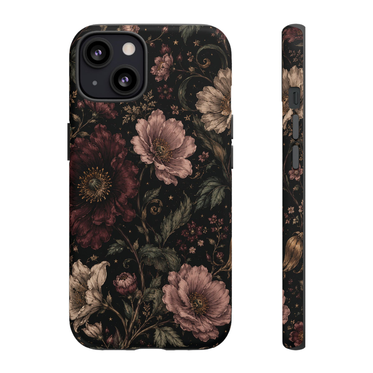 Floral Phone Case — Vintage Dark Botanical Protective Cover