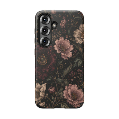 Floral Phone Case — Vintage Dark Botanical Protective Cover