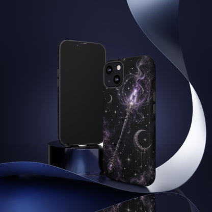 Celestial Magic Wand Phone Case — Mystic Moon & Stars Galaxy Tough Case