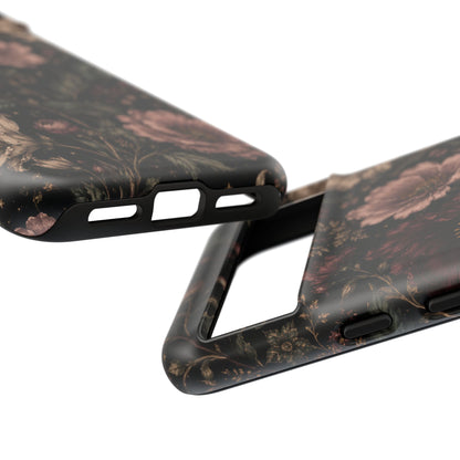 Floral Phone Case — Vintage Dark Botanical Protective Cover