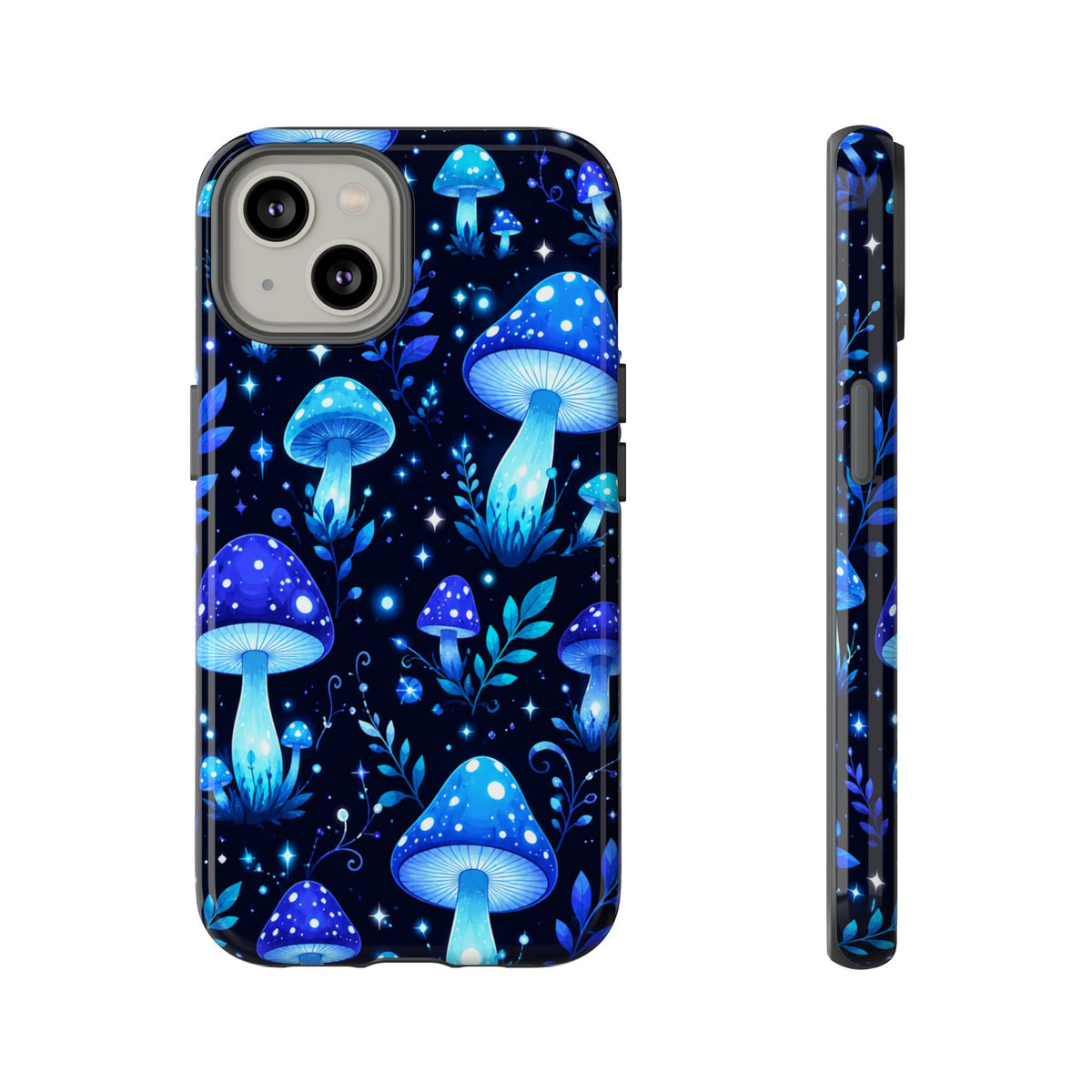 Blue Glowing Mushrooms Phone Case — Psychedelic Fungi Tough Case
