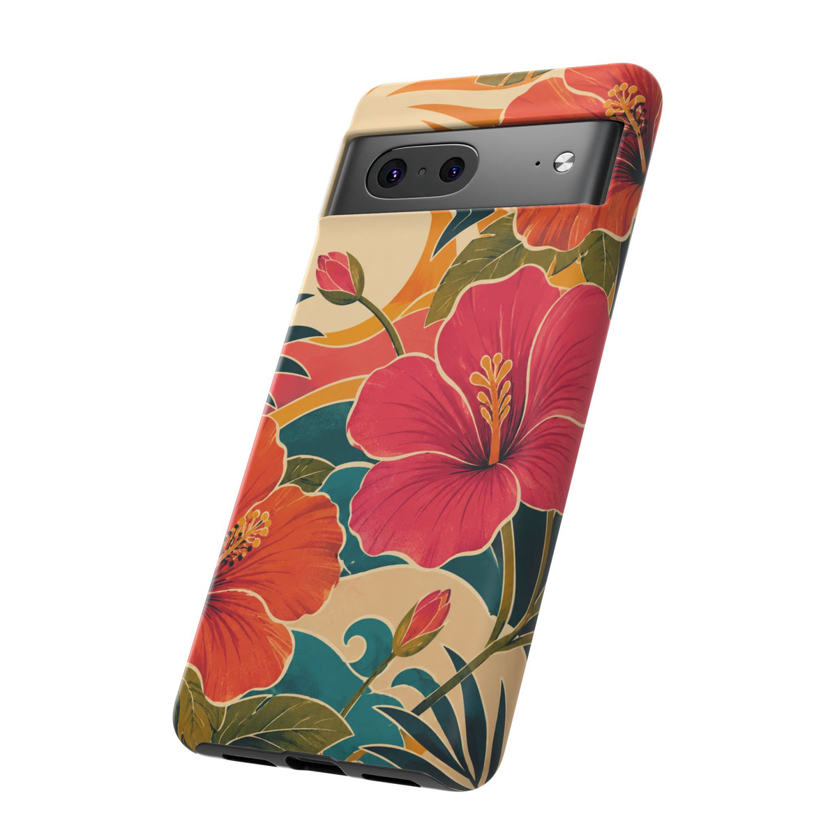 Tropical Floral Tough Phone Case — Sunset Vibes  Protective Cover