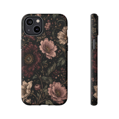 Floral Phone Case — Vintage Dark Botanical Protective Cover