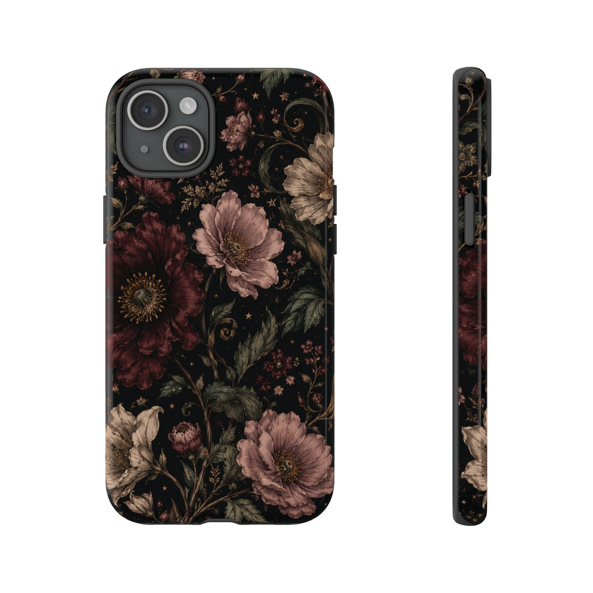 Floral Phone Case — Vintage Dark Botanical Protective Cover