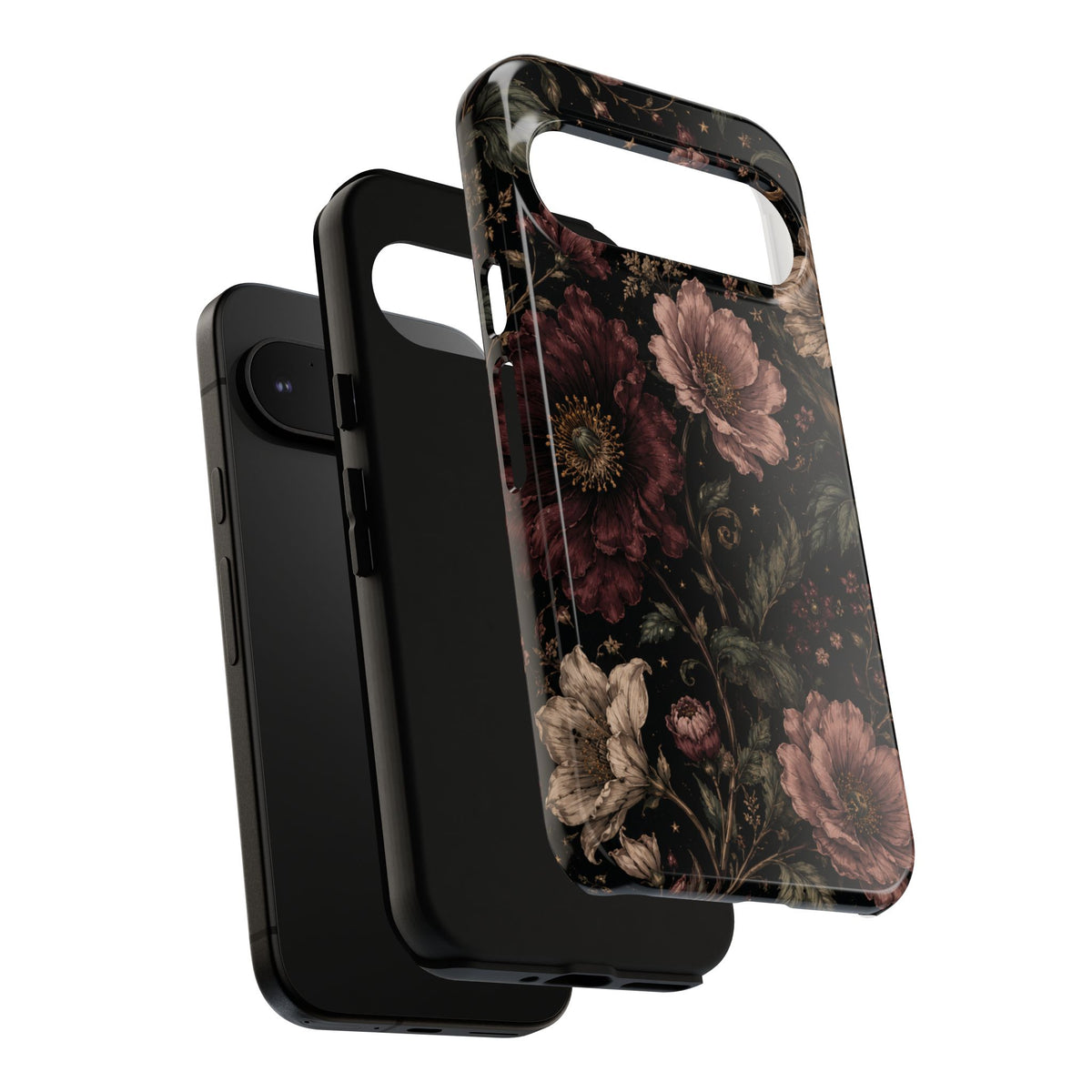 Floral Phone Case — Vintage Dark Botanical Protective Cover