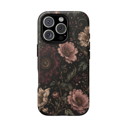 Floral Phone Case — Vintage Dark Botanical Protective Cover