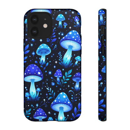 Blue Glowing Mushrooms Phone Case — Psychedelic Fungi Tough Case