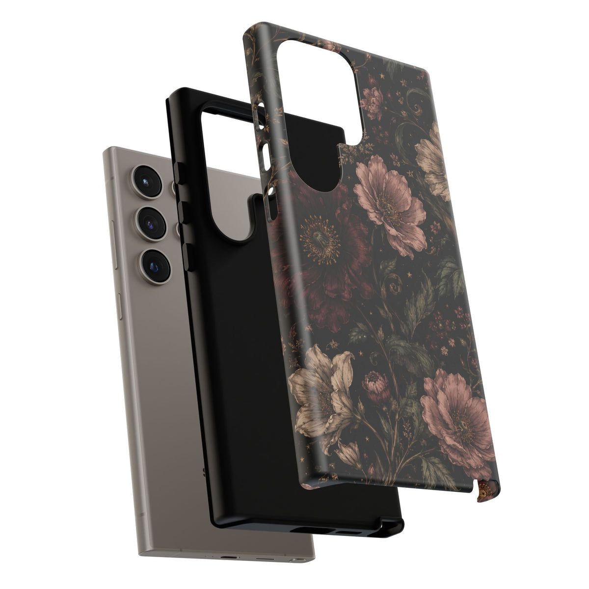 Floral Phone Case — Vintage Dark Botanical Protective Cover