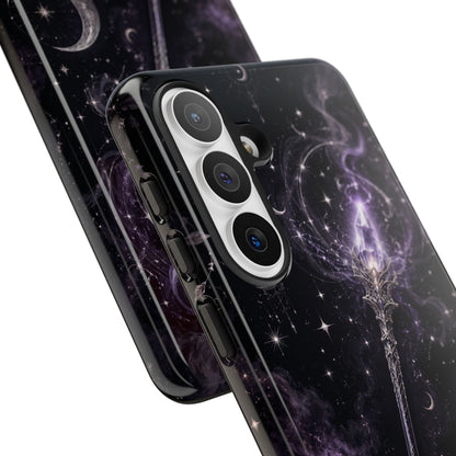 Celestial Magic Wand Phone Case — Mystic Moon & Stars Galaxy Tough Case
