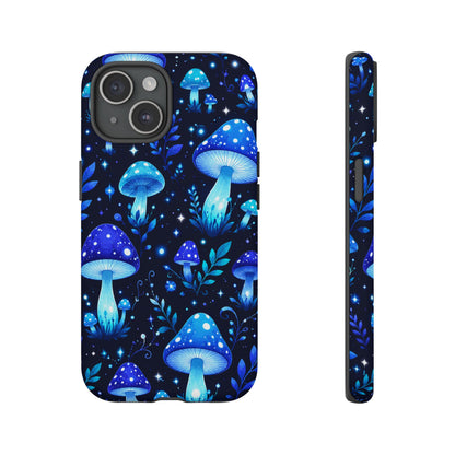 Blue Glowing Mushrooms Phone Case — Psychedelic Fungi Tough Case