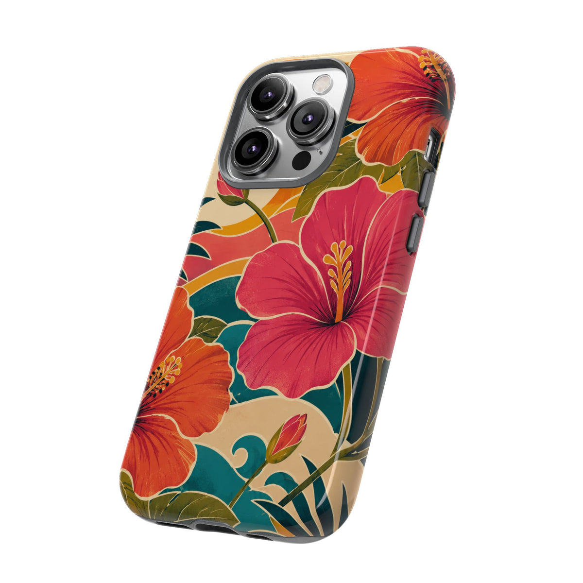Tropical Floral Tough Phone Case — Sunset Vibes  Protective Cover