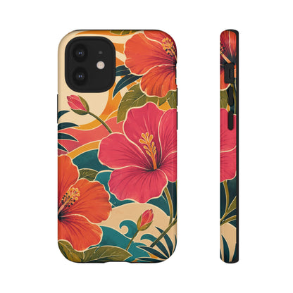 Tropical Floral Tough Phone Case — Sunset Vibes  Protective Cover