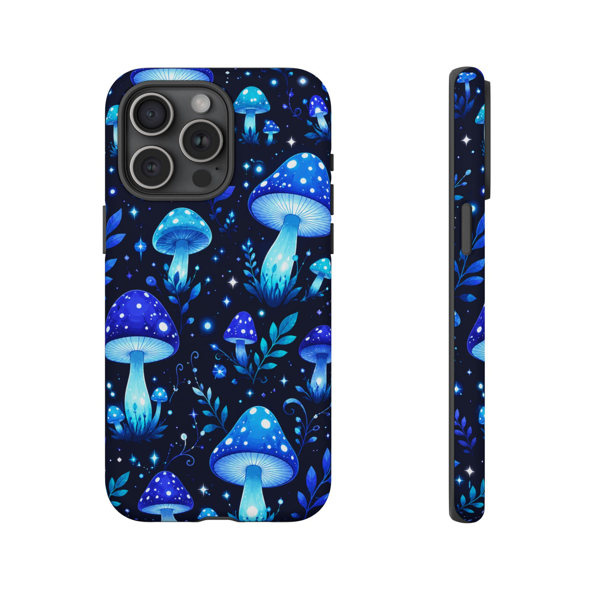 Blue Glowing Mushrooms Phone Case — Psychedelic Fungi Tough Case