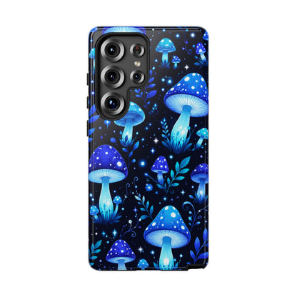Blue Glowing Mushrooms Phone Case — Psychedelic Fungi Tough Case