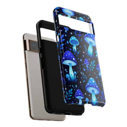 Blue Glowing Mushrooms Phone Case — Psychedelic Fungi Tough Case