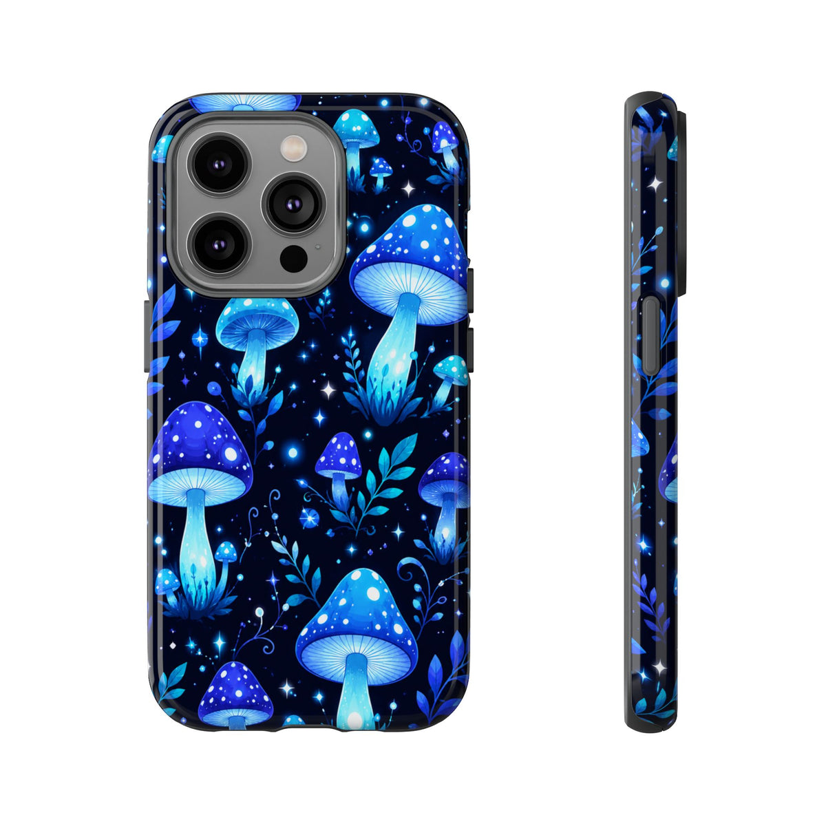 Blue Glowing Mushrooms Phone Case — Psychedelic Fungi Tough Case