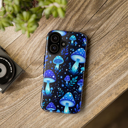 Blue Glowing Mushrooms Phone Case — Psychedelic Fungi Tough Case