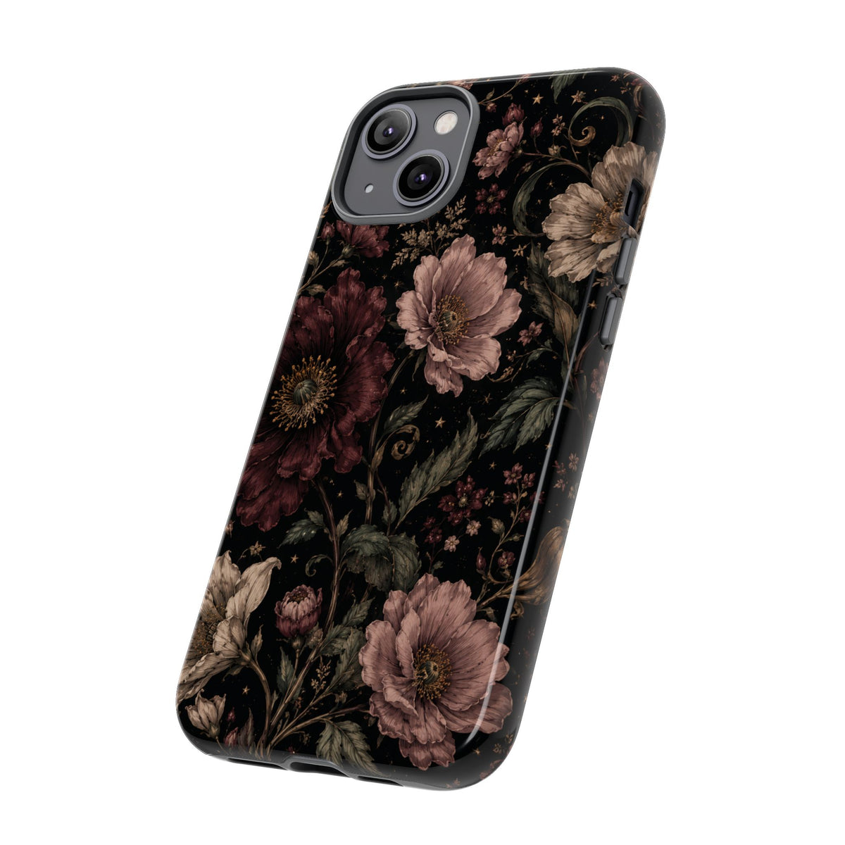 Floral Phone Case — Vintage Dark Botanical Protective Cover