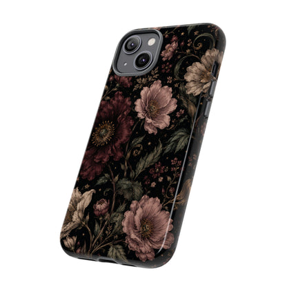 Floral Phone Case — Vintage Dark Botanical Protective Cover