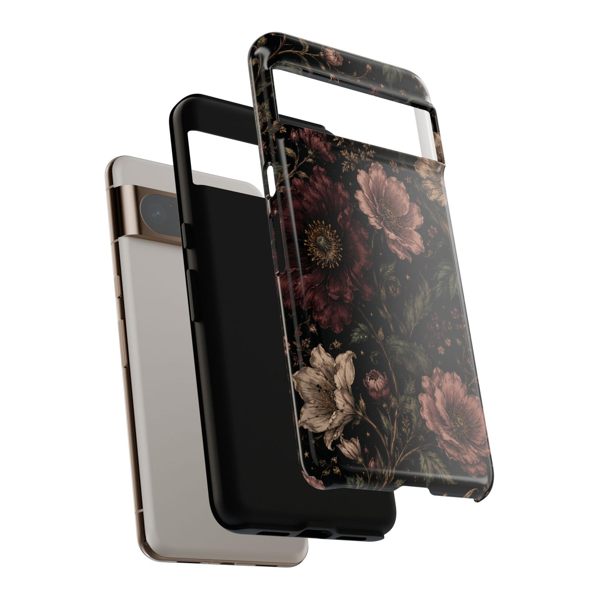 Floral Phone Case — Vintage Dark Botanical Protective Cover