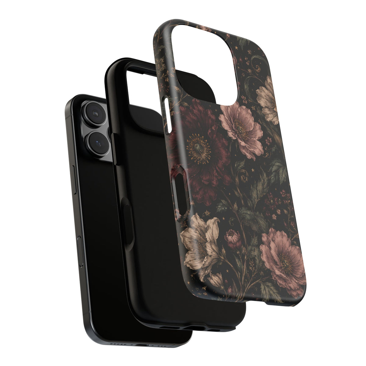 Floral Phone Case — Vintage Dark Botanical Protective Cover