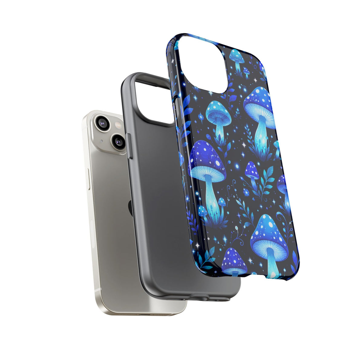 Blue Glowing Mushrooms Phone Case — Psychedelic Fungi Tough Case