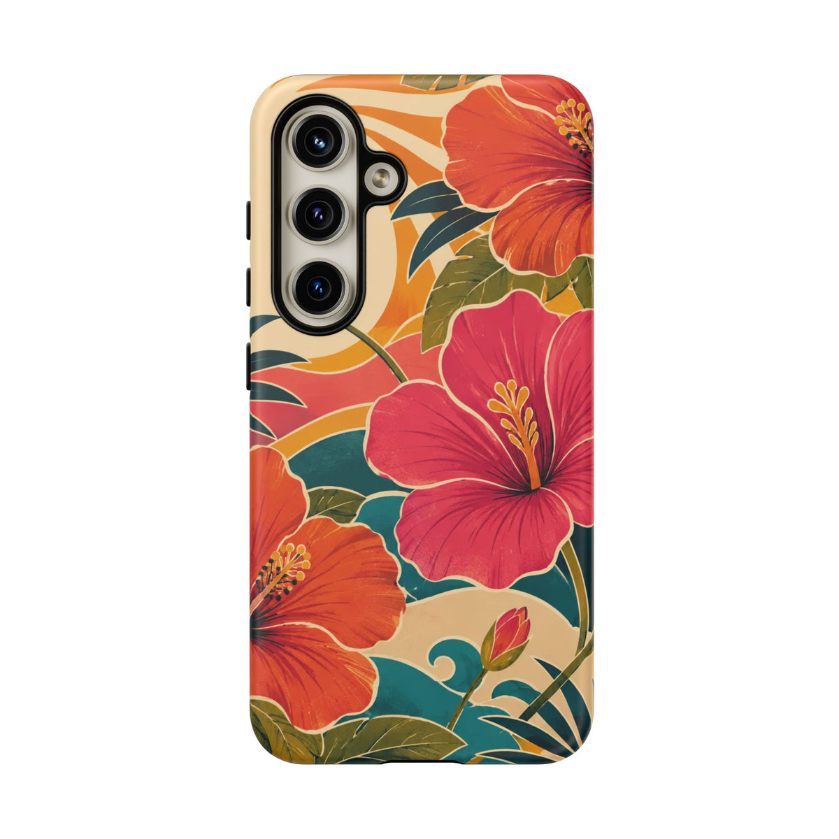 Tropical Floral Tough Phone Case — Sunset Vibes  Protective Cover